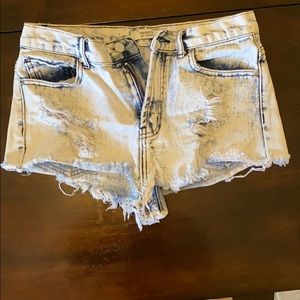 Acid wash shorts